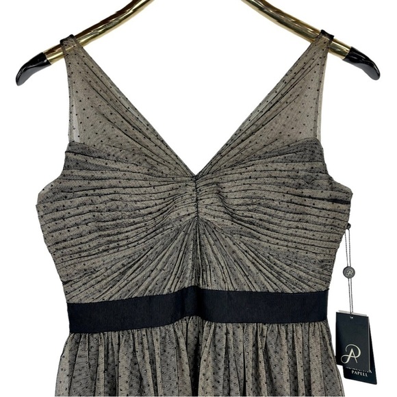 ADRIANNA PAPELL AP1E202268 HIGH LOW GLITTER PIN DOT RUCHED COCKTAIL DRESS - Picture 5 of 16